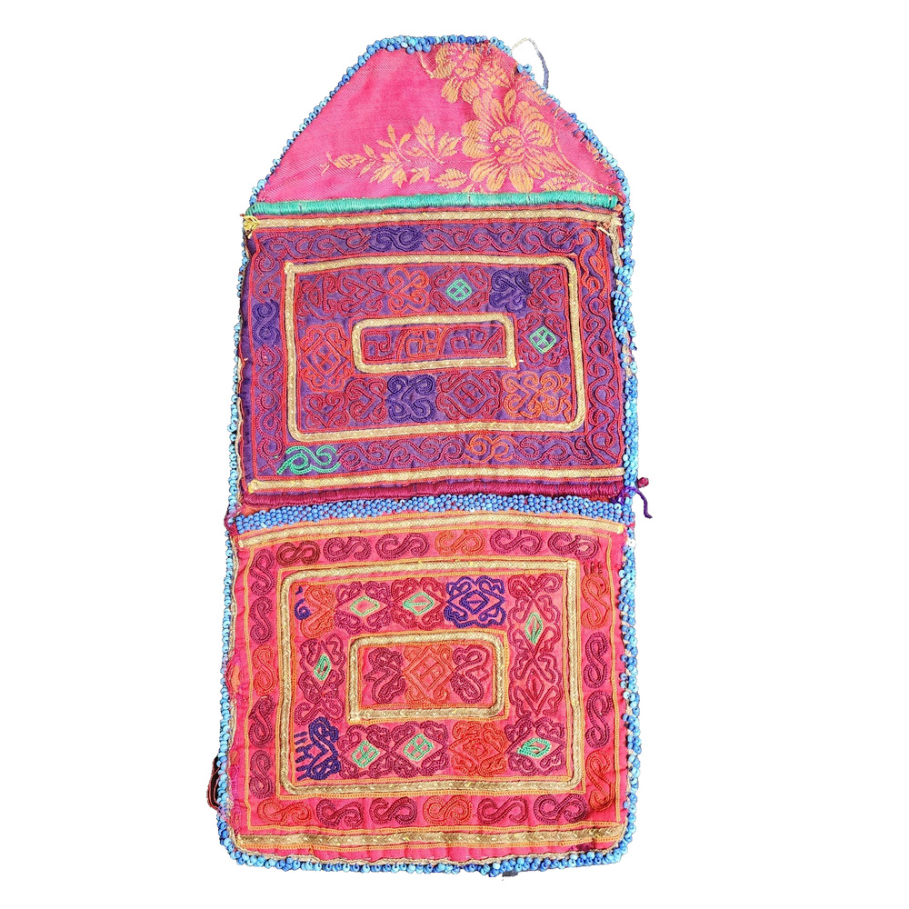 Kuchi Embroidered Pouch Wallet Afghan Handmade Beaded Floral Accent